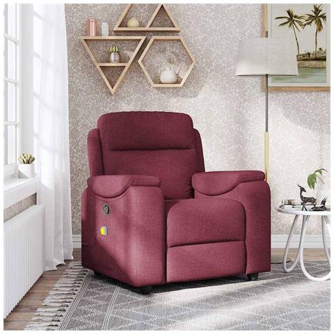 Poltrona Massaggiante Reclinabile Rosso Vino in Tessuto - Foto 2