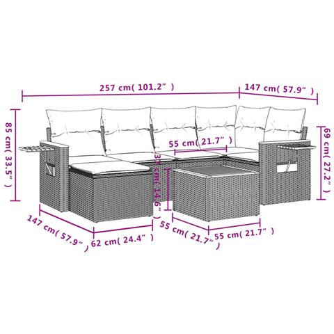 Set Divani da Giardino 7 pz con Cuscini Beige in Polyrattan - Foto 3