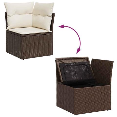 Set Divani da Giardino 7 pz con Cuscini Marrone in Polyrattan - Foto 9