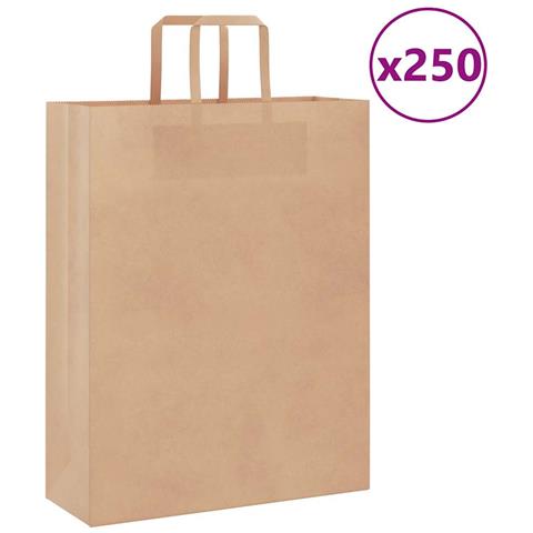 Sacchetti di Carta 250 pz con Manici Marrone 32x12x42 cm - Foto 1