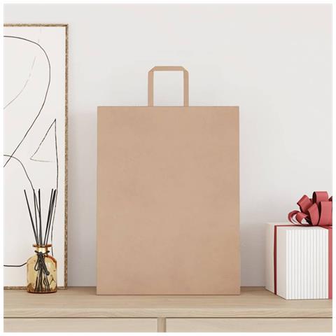 Sacchetti di Carta 250 pz con Manici Marrone 32x12x42 cm - Foto 2