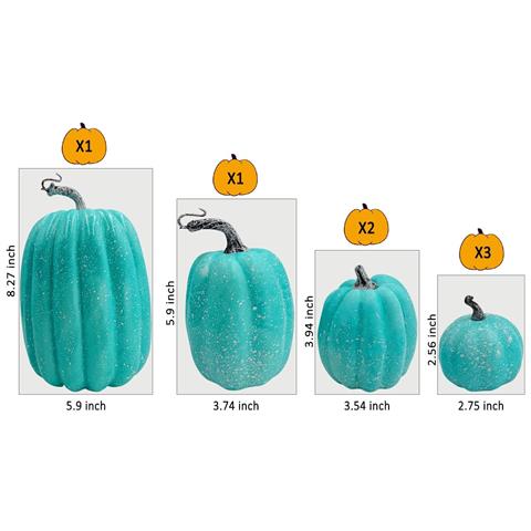 Zucca Artificiale 7 Pezzi Dimensioni Assortite Blu Decorazione Autunnale - Foto 2