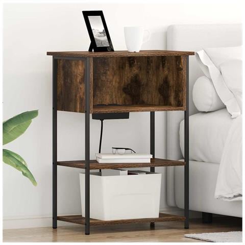 Armadio da Notte Rovere fumo 55 x 31 x 76 cm Legno multistrato - Foto 2