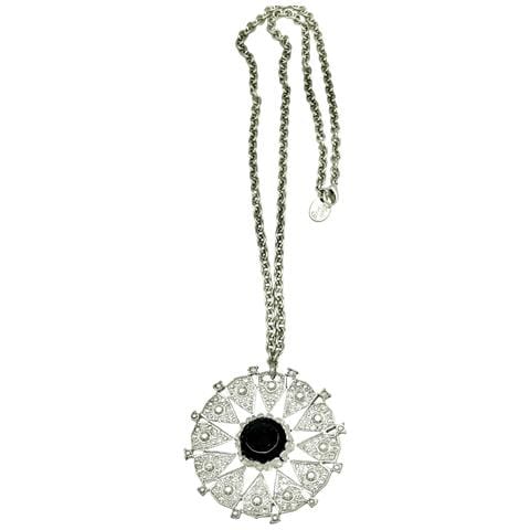Collana Lunga Azca In Argento Placcato 10µ E Cristallo Nero. - Foto 1