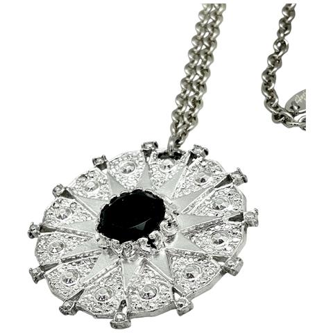 Collana Lunga Azca In Argento Placcato 10µ E Cristallo Nero. - Foto 2