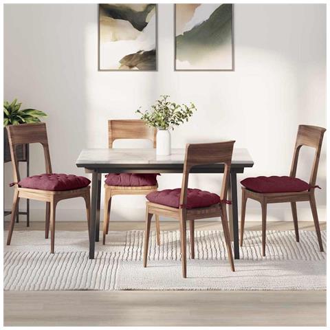 Cuscini per Seduta 2 pcs Rosso Vino 40 x 40 x 6 cm Tessuto - Foto 2