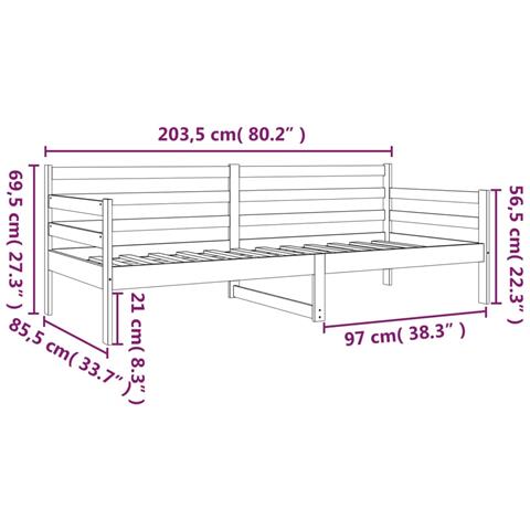 Dormeuse senza Materasso 80x200 cm in Legno Massello di Pino - Foto 9