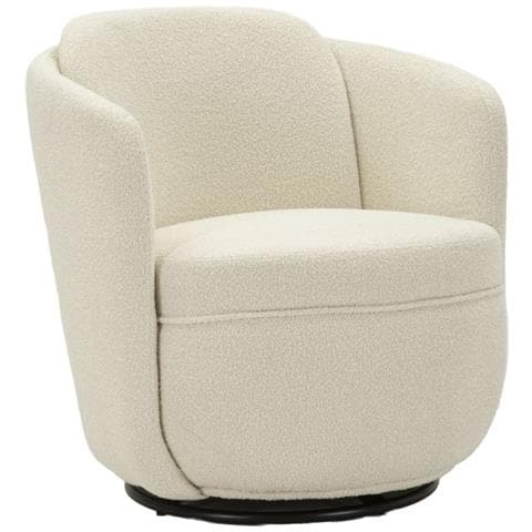 Poltrona Girevole Torino In Tessuto Bouclé Crema 70x72x75 Cm - Foto 1