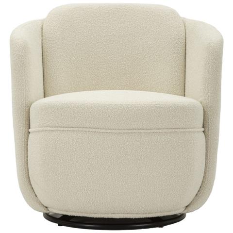 Poltrona Girevole Torino In Tessuto Bouclé Crema 70x72x75 Cm - Foto 2