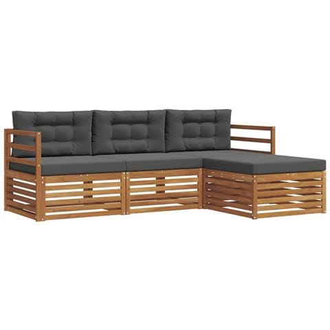Set di divani da esterno con cuscino 4 pcs Naturale e Antracite - Foto 1