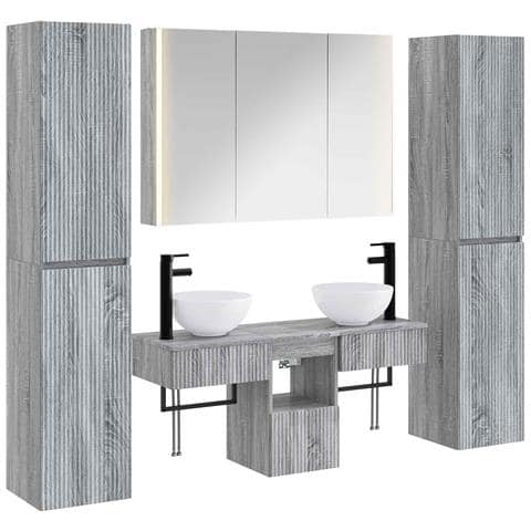 Set di mobili per il bagno 6 pcs Sonoma grigio - Foto 1