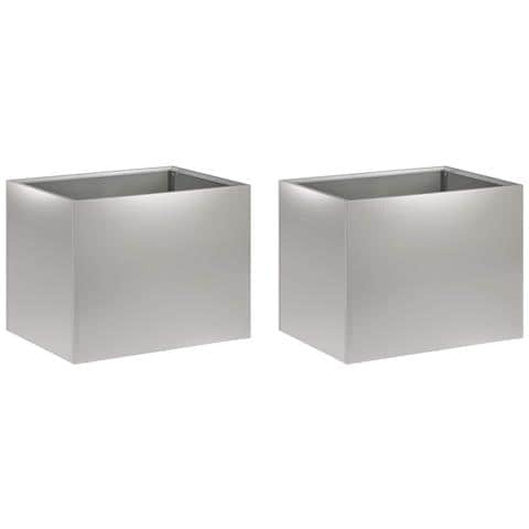 Vaso da giardino 2 pz Argento 40 x 30 x 30 cm Acciaio zincato - Foto 1