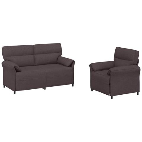 Set di divani 2 pz Marrone Scuro Tessuto - Foto 1