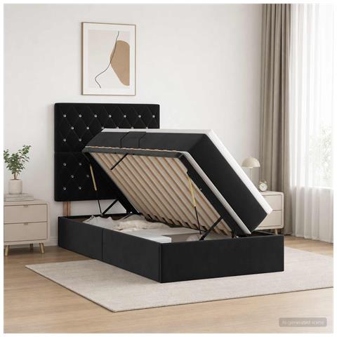 Letto con contenitore e materasso con testiera Velluto - Foto 2