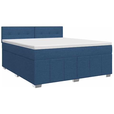 Letto box spring con materasso Blu 140 x 190 cm Tessuto - Foto 1