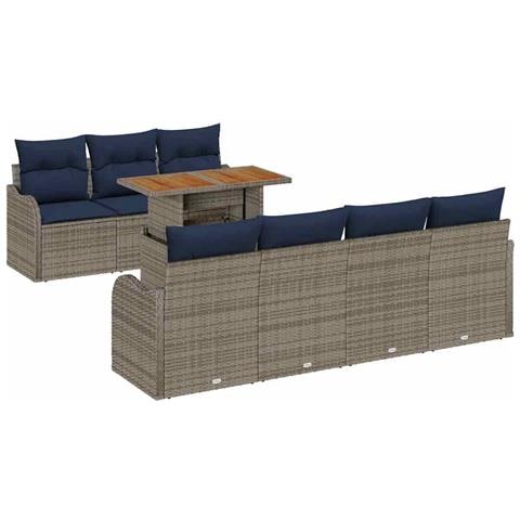 Set Divano da Giardino 8 pz grigio e blu navy - Foto 1
