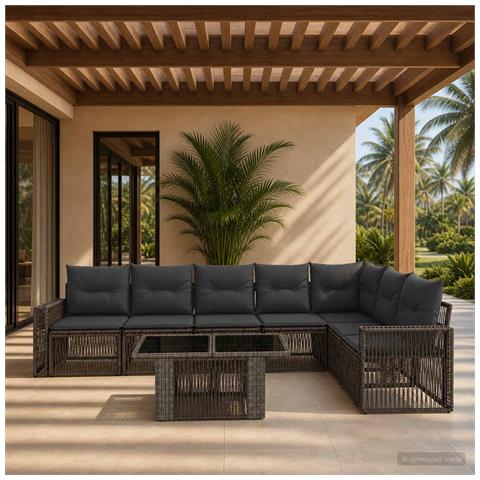 Set Divano da Giardino 8 pz Grigio e Grigio Scuro polyrattan - Foto 2