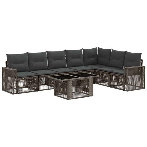 Set Divano da Giardino 8 pz Grigio e Grigio Scuro polyrattan - Foto 1