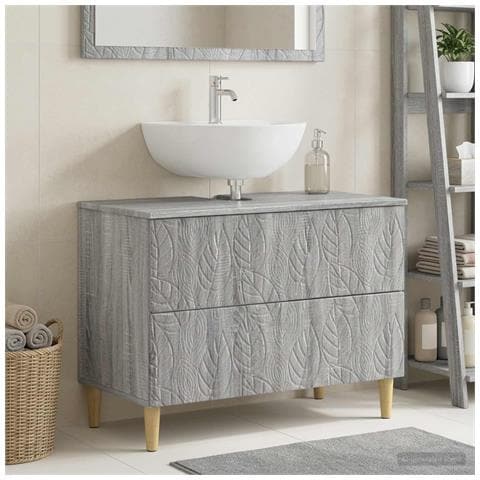 Armadio per Lavabo da Bagno DELFT Sonoma grigio 82 x 41 x 59 cm - Foto 2