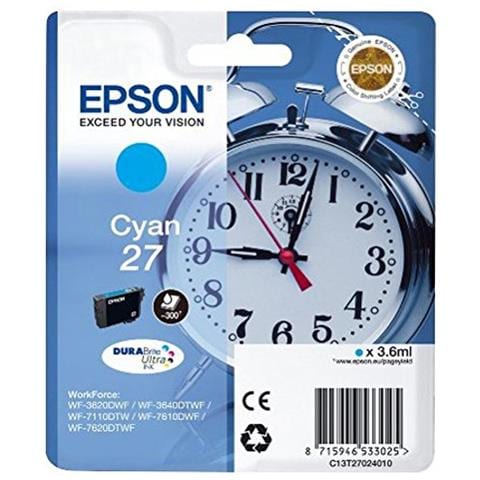 C13T27024012 Cartuccia Ink Originale Ciano per Workforce WF-3620DWF Capacità 300 Pagine - Foto 2