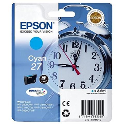 C13T27024012 Cartuccia Ink Originale Ciano per Workforce WF-3620DWF Capacità 300 Pagine - Foto 1