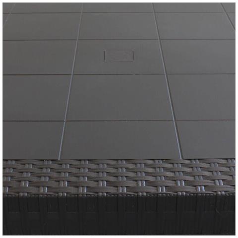 Set Tavolo Da Giardino Quadrato Fisso Cm 80 X 80 Con 4 Sedie In Wicker Stampato Marrone Da Esterno Giardino - Foto 4