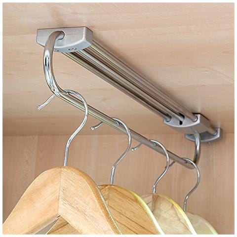 7085225 Appendiabiti Estraibile Per Armadio, Lunghezza 400mm, Grau, Acciaio - Foto 2