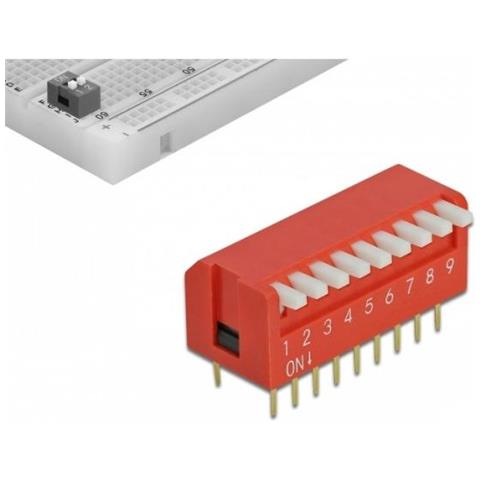 Dip-kippschalter Piano 9-stellig 2,54 Mm Rasterma Tht Vertikal Rot 2 Stck (66402)  - Foto 1