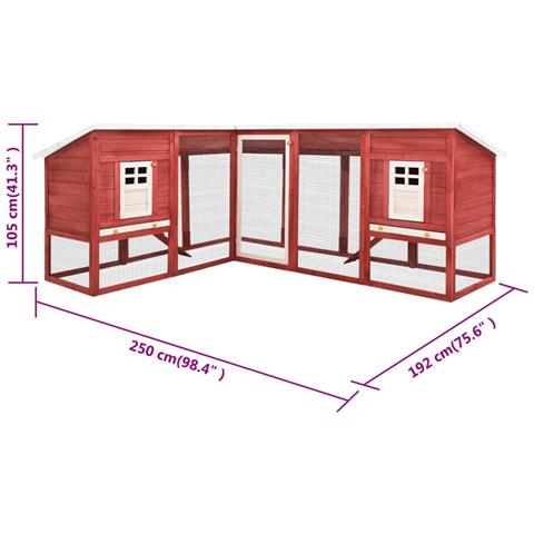 Conigliera per Esterni Grande Rossa e Bianca in Legno di Abete - Foto 9