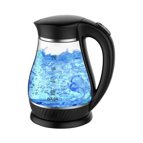 Bollitore Ad 1274 Standard, Plastica, Vetro, Nero / trasparente, 2200 W, Base Girevole A 360°, 1,7 L - Foto 2