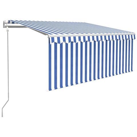 Tenda Sole Retrattile Automatica con Parasole 3x2,5m Blu Bianco - Foto 1