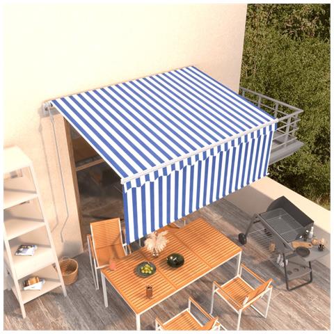 Tenda Sole Retrattile Automatica con Parasole 3x2,5m Blu Bianco - Foto 8
