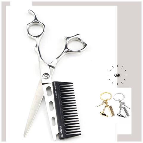 Forbici Professionali Con Pettine, 6'', Acciaio 440c Jp, Quandes® Per Saloni Di Bellezza E Parrucchieri, Barbiere, Maneggevole, Velocità, Stile E Creatività, Innovazione - Foto 1