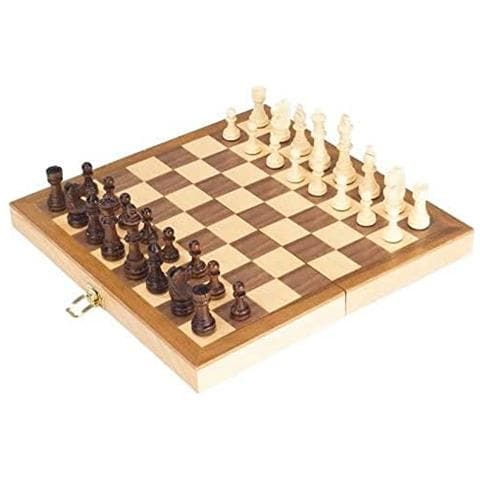 Gioco Degli Scacchi In Scatola Pieghevole Di Legno, 30 X 30 Cm - Foto 1