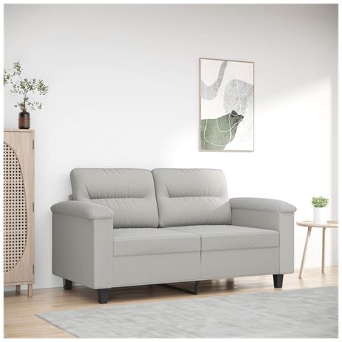 Divano A 2 Posti Grigio Chiaro 120 Cm In Tessuto Microfibra - Foto 1
