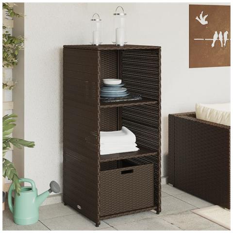 Armadietto Portaoggetti Giardino Marrone 50x55x115cm Polyrattan - Foto 1