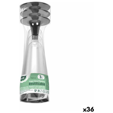 Calici Da Champagne Riutilizzabili Algon Nero 36 Unità 150 Ml (3 Pezzi) - Foto 1