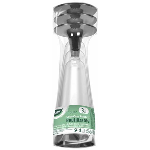 Calici Da Champagne Riutilizzabili Algon Nero 36 Unità 150 Ml (3 Pezzi) - Foto 3