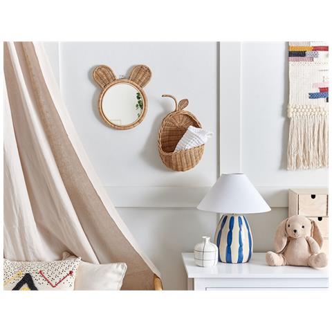 Specchio Orsetto Rattan Naturale Ø 20 Cm Ashanti - Foto 1