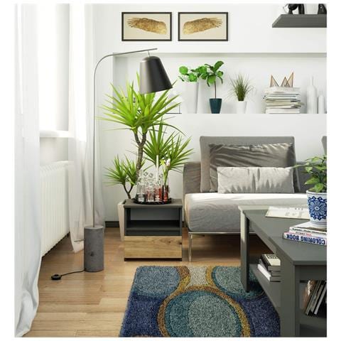 Comodino CL1, 1 cassetto, 40x35x40 cm, Colore Grigia Grafite e Quercia Artisan - Foto 4