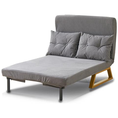 Poltrona Letto Reclinabile 2 Posti Chaise Lounge In Velluto Convertibile Grigio - Foto 2