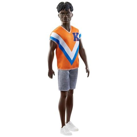 Barbie - Ken Fashionistas Capelli Con Treccine E Outfit Sportivo, Arancione - Foto 1