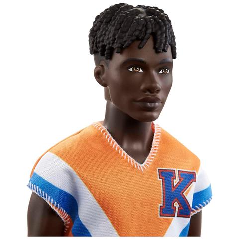 Barbie - Ken Fashionistas Capelli Con Treccine E Outfit Sportivo, Arancione - Foto 2