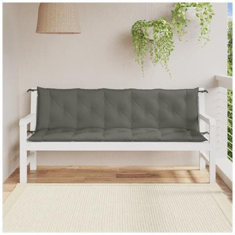 Cuscini Panca Giardino 2pz Grigio Scuro Mélange 180x50x7 Cm - Foto 3