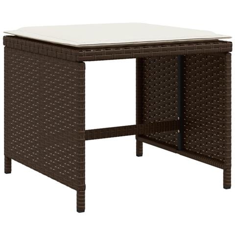 Sgabelli Giardino Con Cuscini 4pz Marroni 40x40x35cm Polyrattan - Foto 3