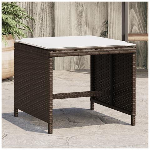 Sgabelli Giardino Con Cuscini 4pz Marroni 40x40x35cm Polyrattan - Foto 1