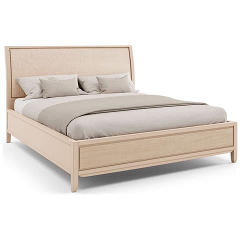 Letto Matrimoniale Intagliato Decoro Foglia In Legno Massello L. 170 P. 219 H. 125 - Foto 1