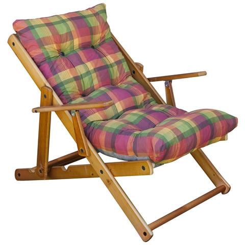 Poltrona Sdraio Reclinabile In Legno Massello Con Cuscino Harmony 3 Posizioni - Foto 1