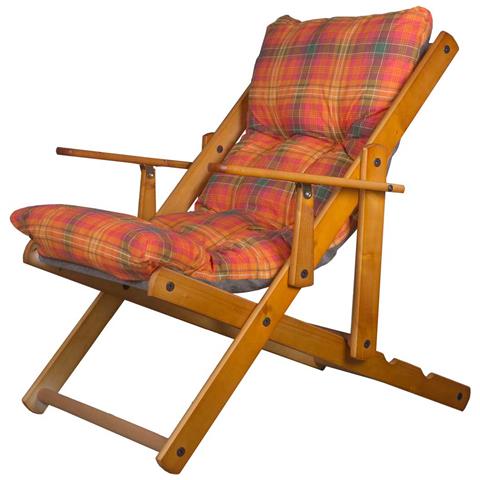 Poltrona Sdraio Reclinabile In Legno Massello Con Cuscino Harmony 3 Posizioni - Foto 2