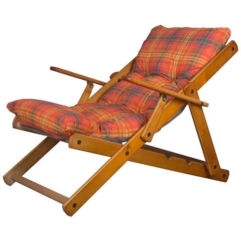 Poltrona Sdraio Reclinabile In Legno Massello Con Cuscino Harmony 3 Posizioni - Foto 3